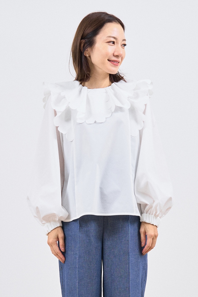 yori たっぷりスカラップブラウス 36