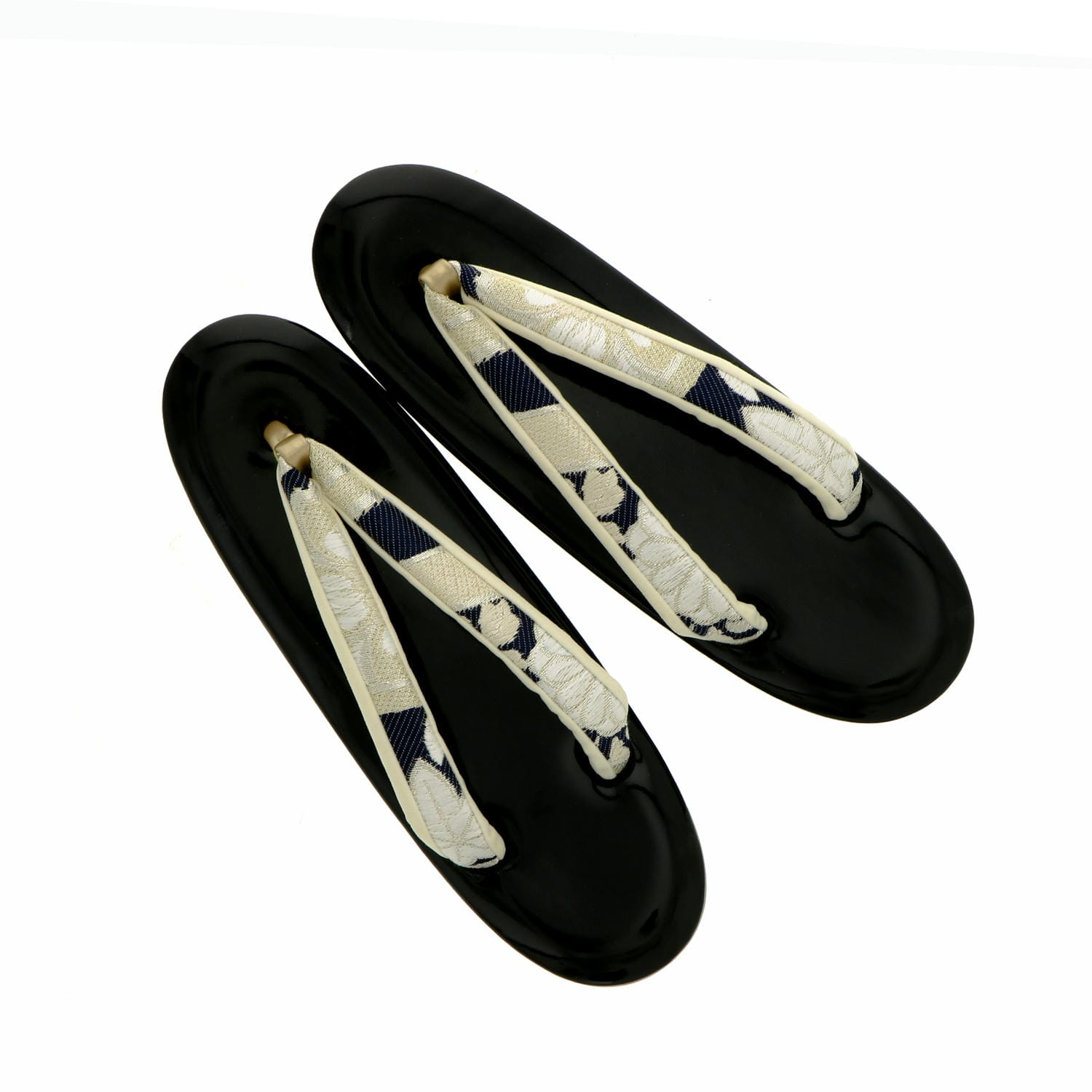 草履バッグセット「黒 紺地、華紋」Fサイズ 日本製 振袖草履バッグ