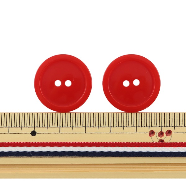 ボタン 『二つ穴ボタン 23mm 2個入り 赤 PYTD20-23』 服飾,ボタン
