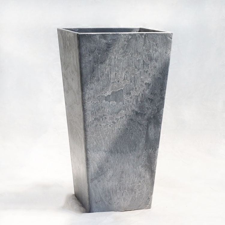 植木鉢 底面給水型 アートストーン トールスクエア グレー 26cm×H49cm