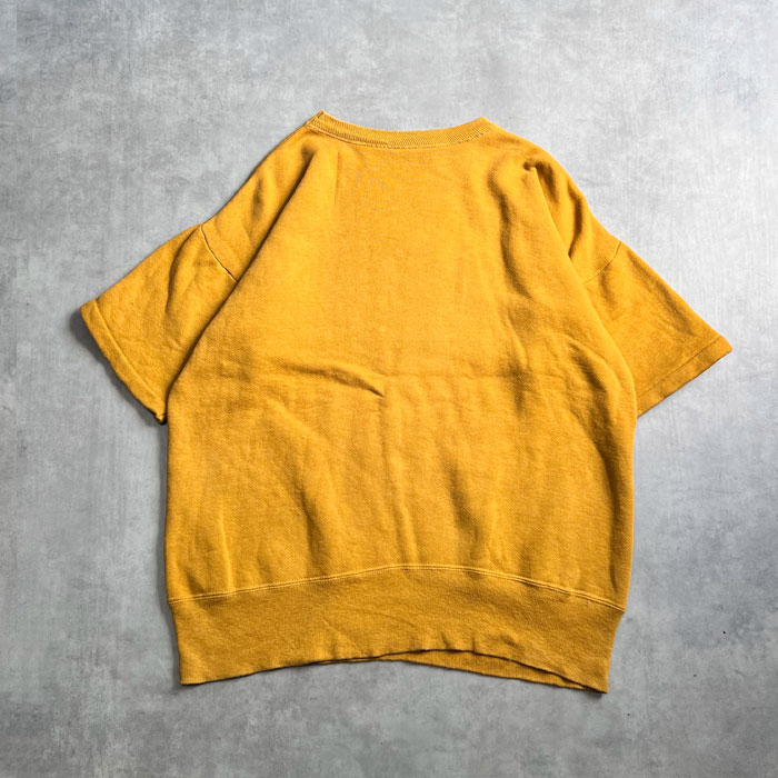 VINTAGE 60'S FLOCKY PRINT SHORT SLEEVE SWEAT SHIRTS MUSTARD