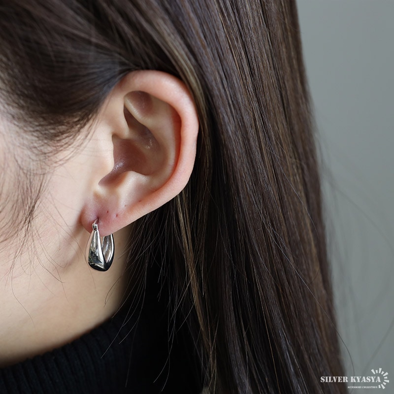 シルバー925 オーバルフープピアス [ce429] | お洒落なレディース