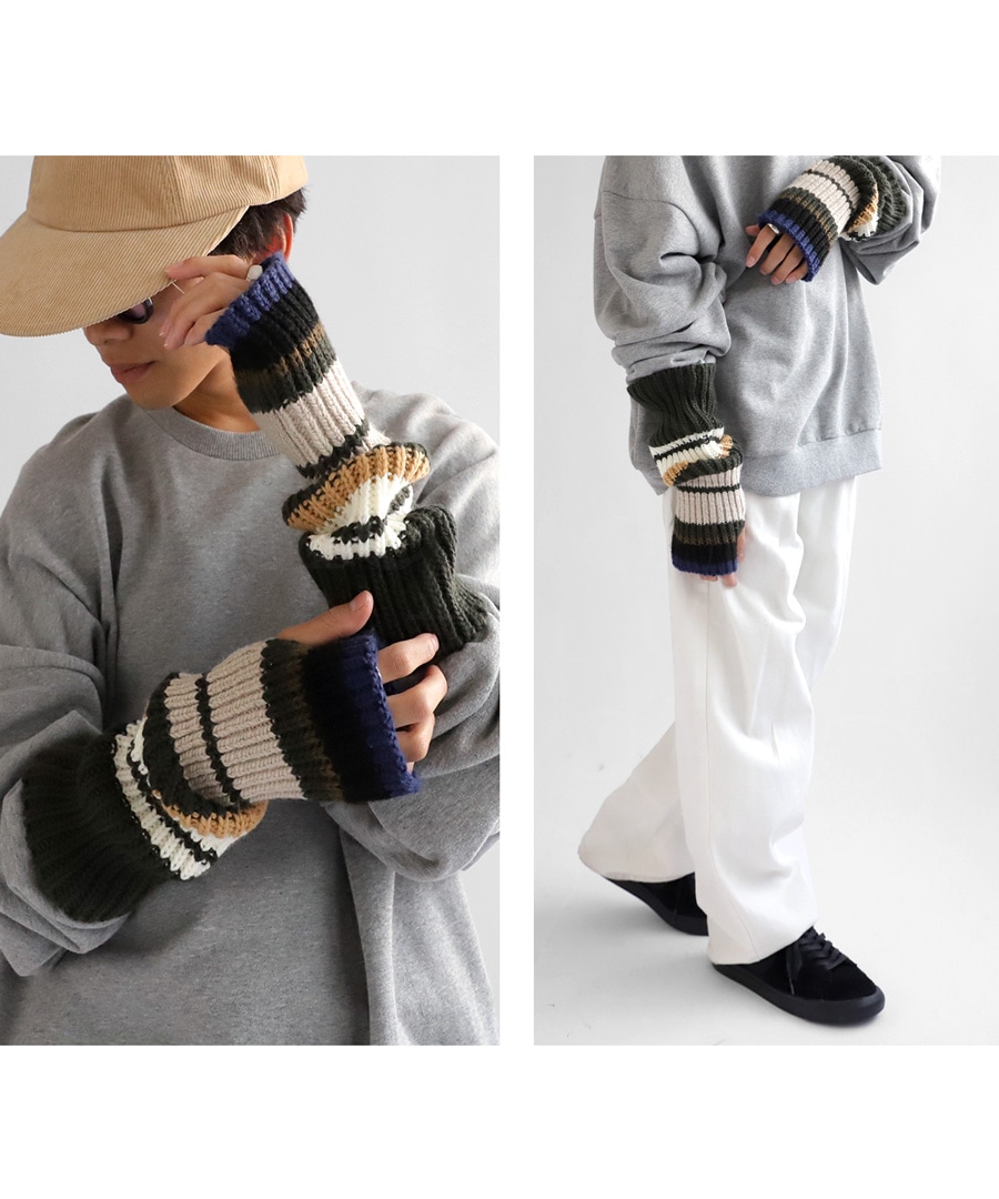 アームウォーマー アームカバー メンズ ニット ロング・メール便不可