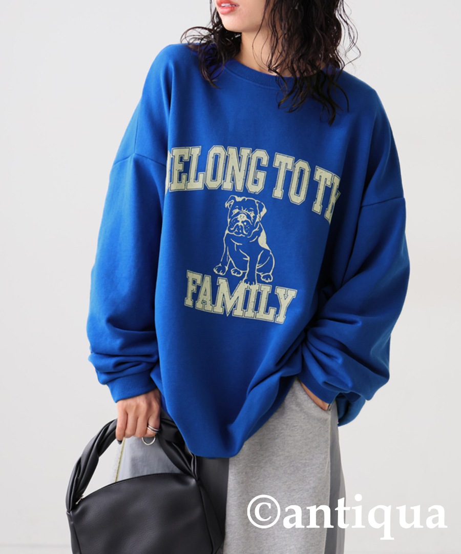 ブルドッグロゴ 裏毛プルオーバー レディース トレーナー・再販