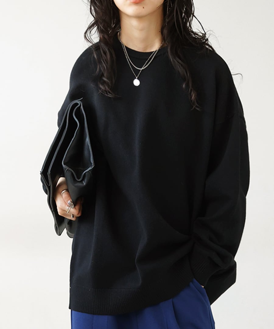 ニット レディース 長袖 ハイゲージ 美シルエット 無地・再入荷 メール