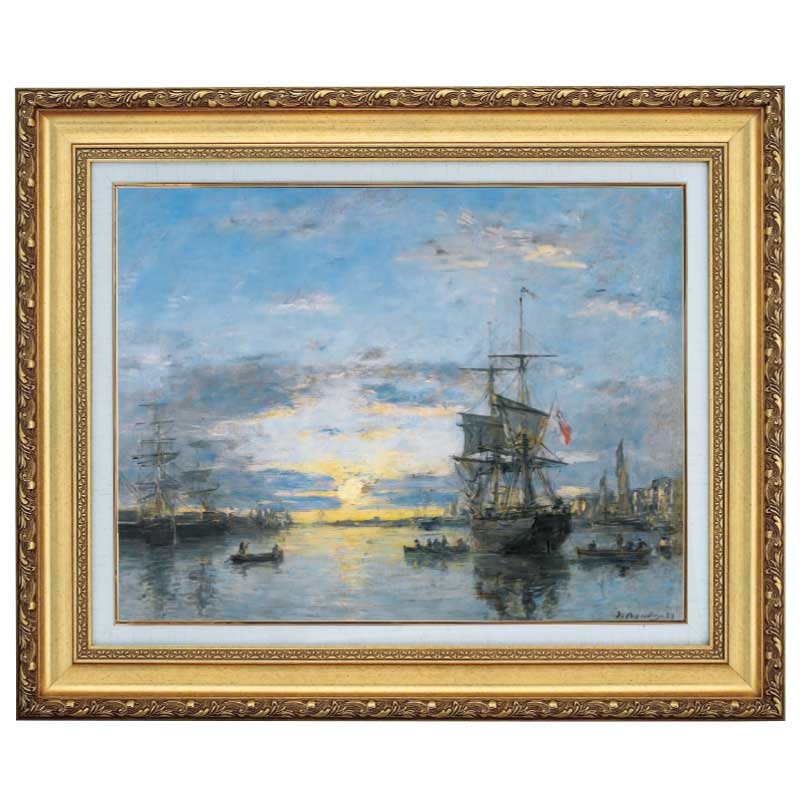 絵画帆船海夕陽