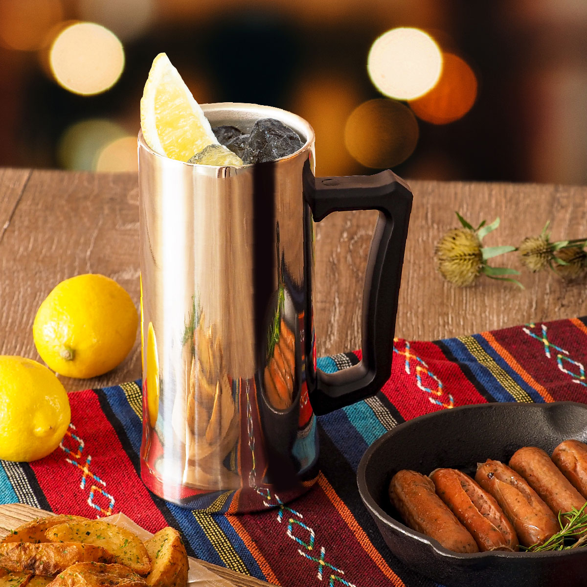 Sinqs（シンクス）ビアジョッキ 外面ミラー仕上げ なめらか飲み口 MEGA