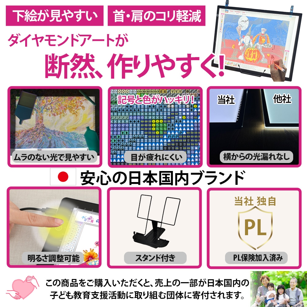 手芸時間 ダイヤモンドアート用 ライトテーブル A3サイズ 高輝度 光