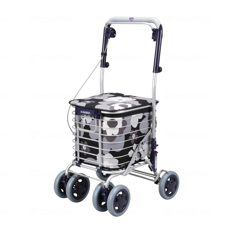 ワイヤーカート スワレル 花柄モノトーン ｜ シルバーカー・歩行器