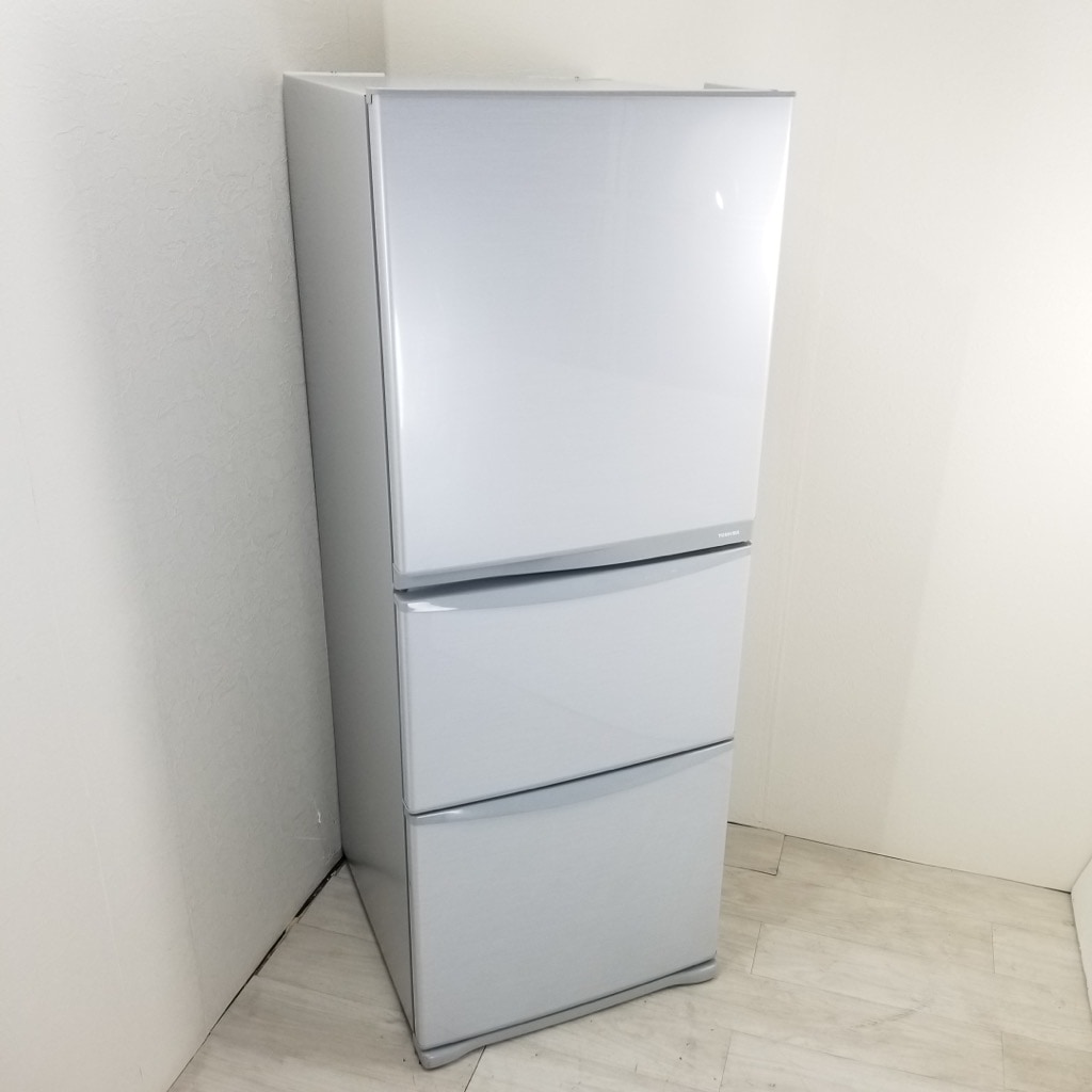 中古 340L 自動製氷機能搭載 3ドア冷蔵庫 東芝 GR-E34N-SS 2013年製