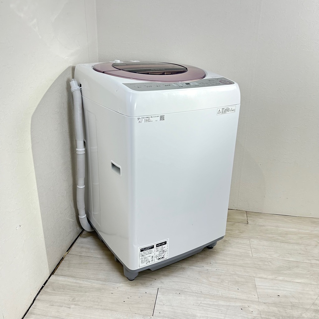 中古 7.0kg 送風乾燥 全自動洗濯機 シャープ ES-GV7C-P 2018年製造
