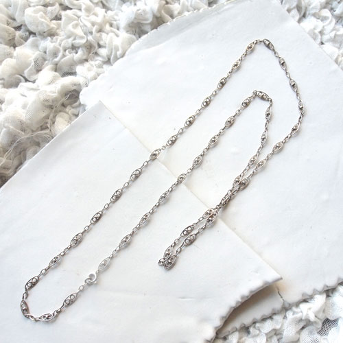 フランス アンティークシルバーフィリグリチェーン 82cm