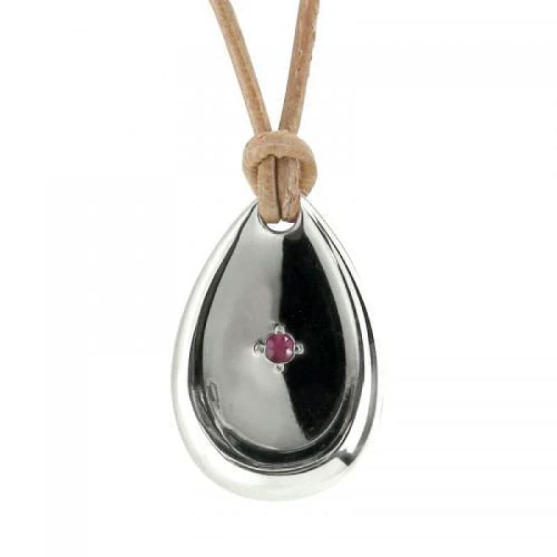 アメノシズク シルバー x 牛革ひも タイプ（＊埋め込みパワーストーン