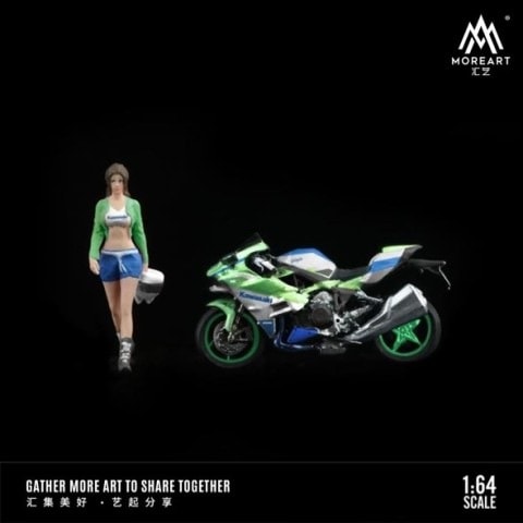 予約 MO222059 MoreArt 1/64 カワサキ バイク 女 フィギュア KAWASAKI