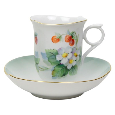 マイセン 苺の花（グリーン) コーヒーカップ＆ソーサー 245190/997610