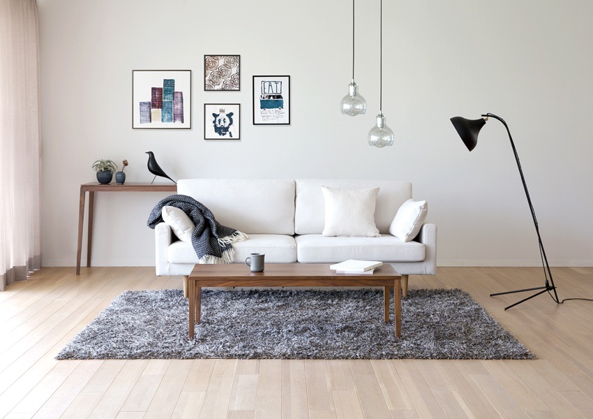 LEO SOFA 2.5人掛け ライトブルー オーク脚/ウォルナット脚