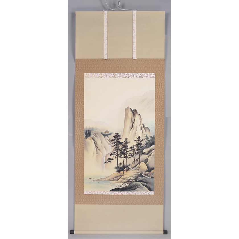 橋本 雅邦 「春山水図」 複製絵画 掛軸 : アートの友社 橋本 雅邦 「春