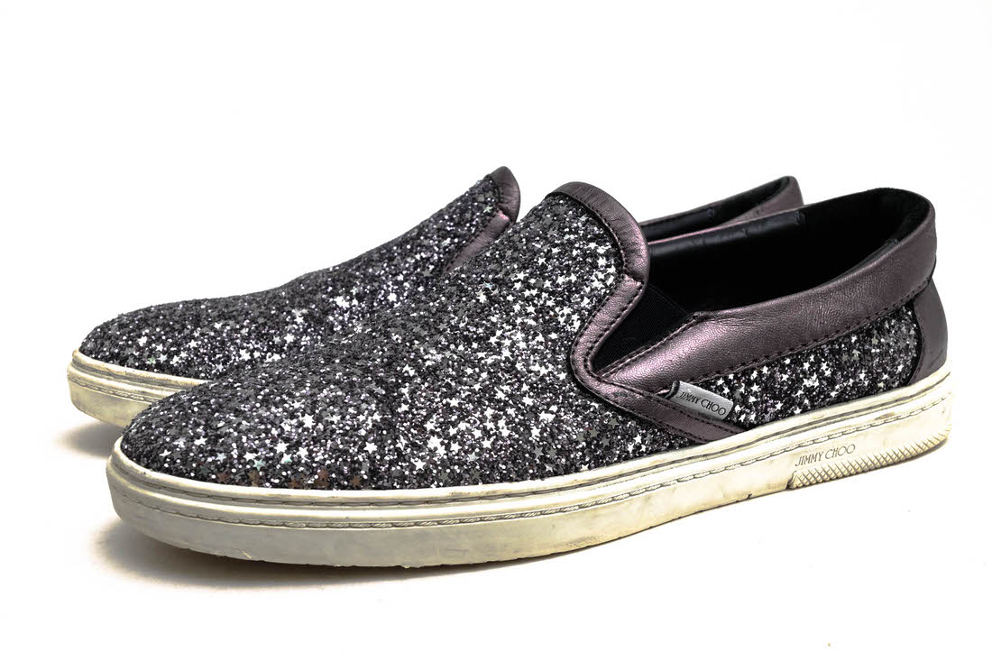 Jimmy Choo 153GROVE ZCF / ジミーチュウ グリッター 牛革 スリッポン