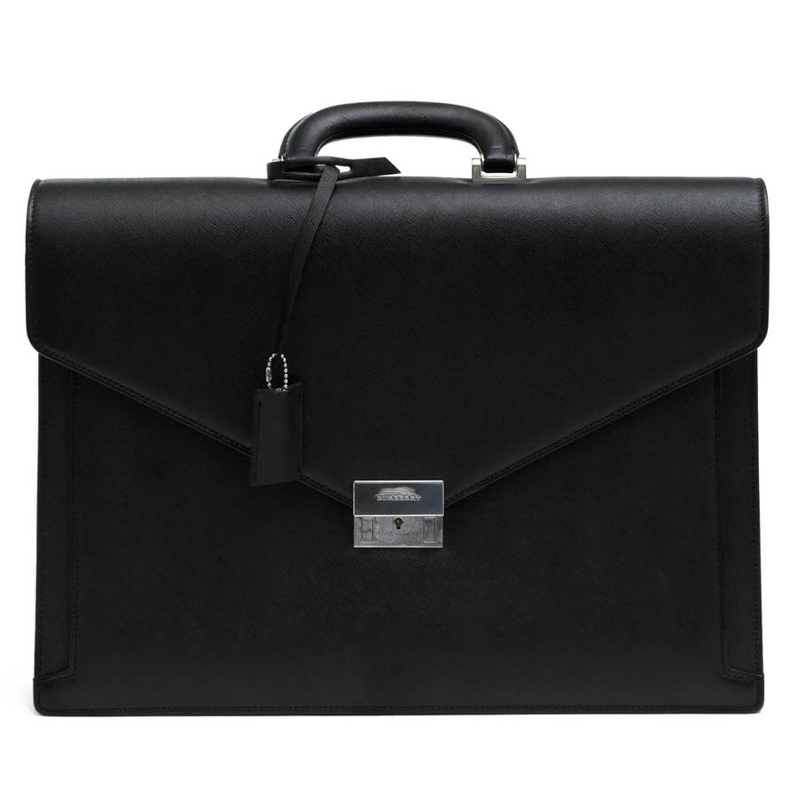 BURBERRY WB5042 / バーバリー フラップ式 サフィアーノ 牛革 ブラック
