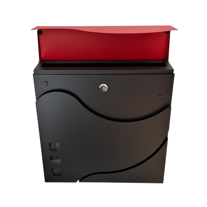 ポスト 壁付け 壁掛け 鍵付き おしゃれ アイアン 赤 黒 レッド