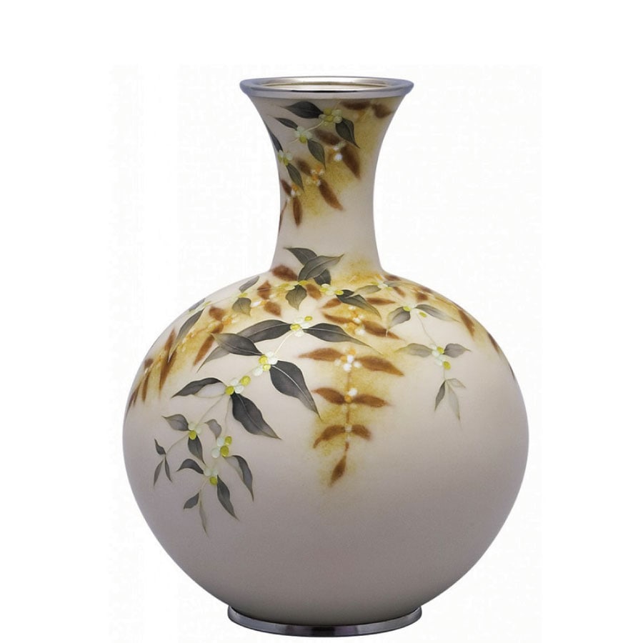 七宝焼き 花瓶（田村丈雅 作） 90号 かぶら型(H27) 白磁式部 | 花瓶