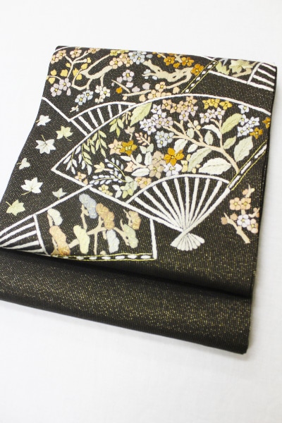 最高級手刺繍袋帯「金通し 扇面に四季の花」 | すべての商品 | きもの