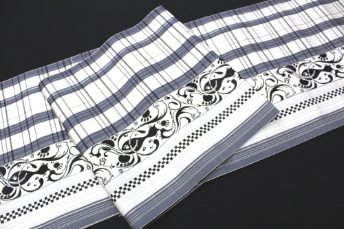 黒木織物謹製 博多八寸名古屋帯「猫/格子」 | 販売着物商品,名古屋帯