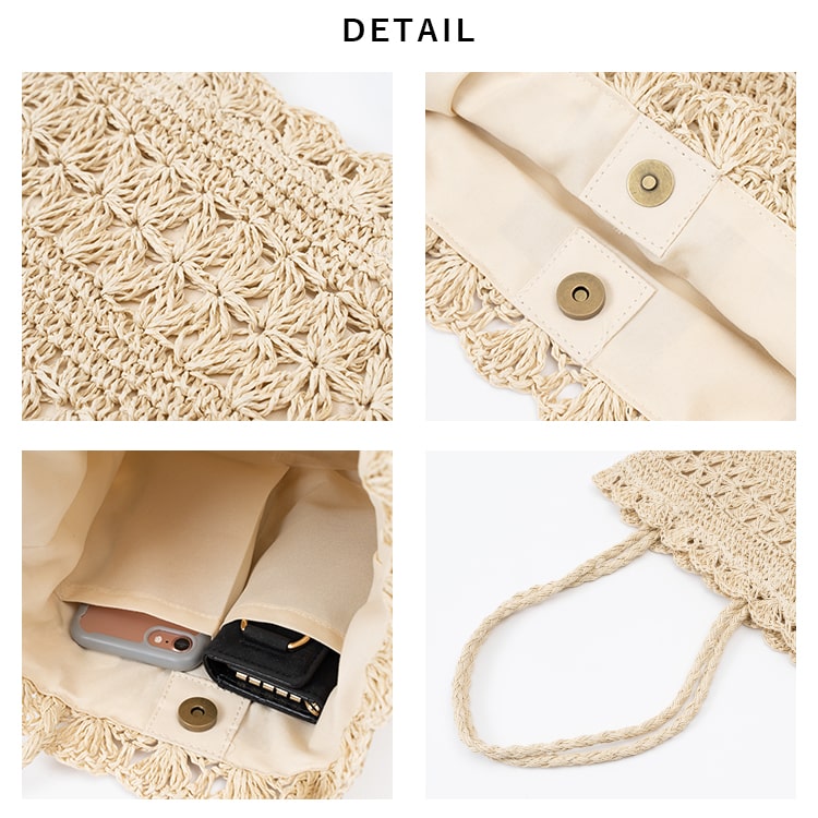 かごバッグ トート 夏 レディース マチなし 手編み 花 フラワー