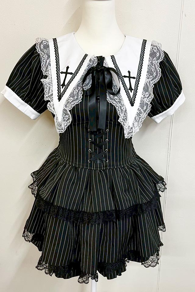 MA*RS】【2点SET】クロス刺繍3段フリルセットアップ - WHT/ブラック