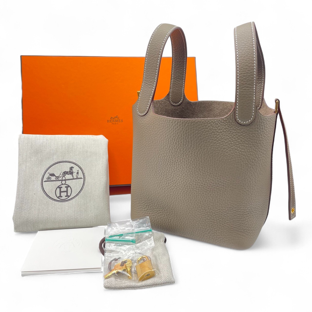 エルメス ピコタンロック PM エトゥープ トリヨンクレマンス ゴールド