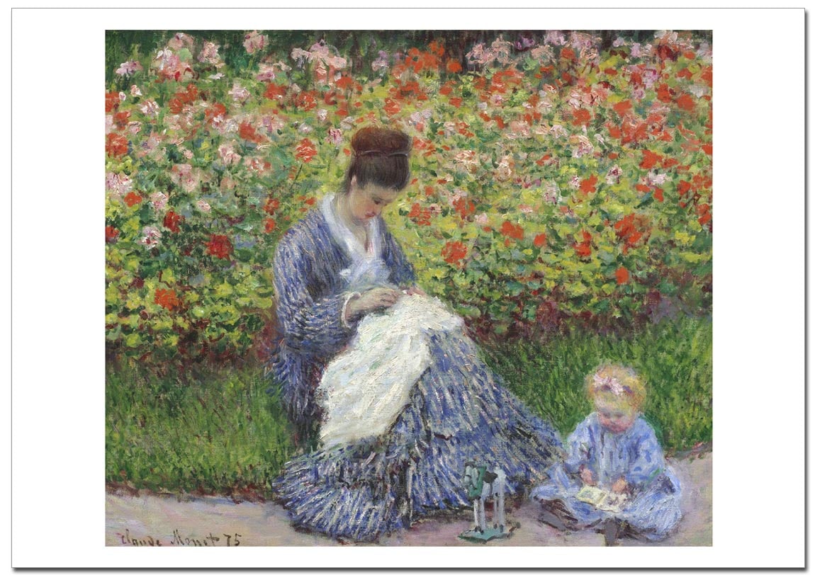 モネ 庭のカミーユモネと子供・Camille Monet and a Child in the