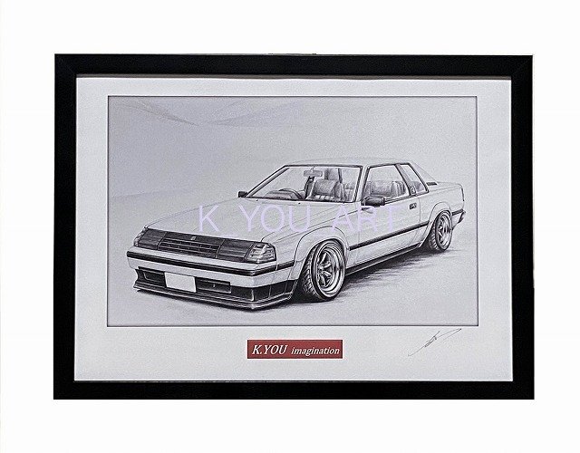 AA63セリカGT-R ブラックマスク 【鉛筆画】イラスト A4サイズ 額入り