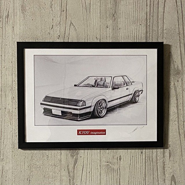 AA63セリカGT-R ブラックマスク 【鉛筆画】イラスト A4サイズ 額入り
