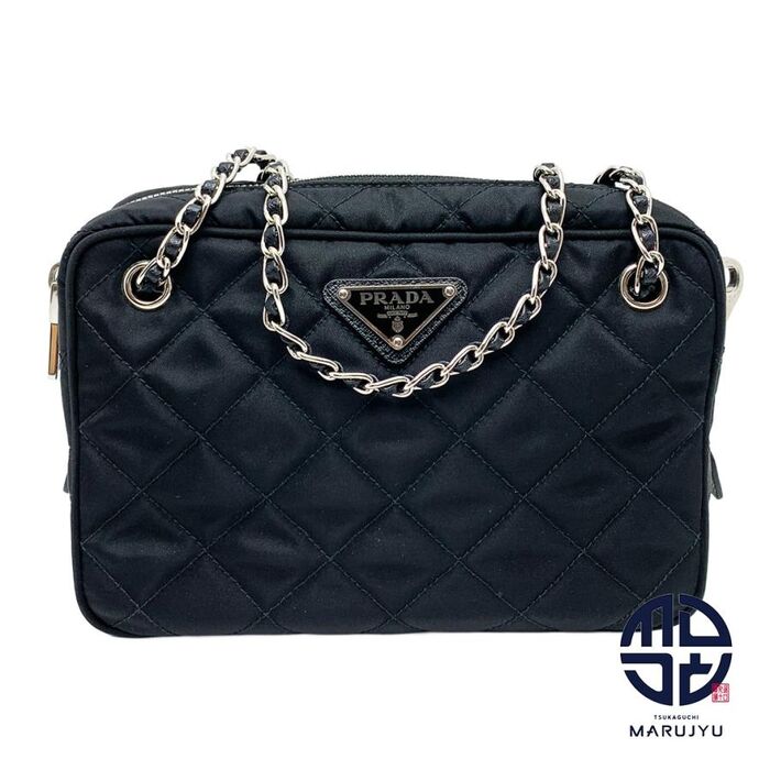PRADA/プラダ トライアングルロゴ キルティング チェーンハンドル 2way