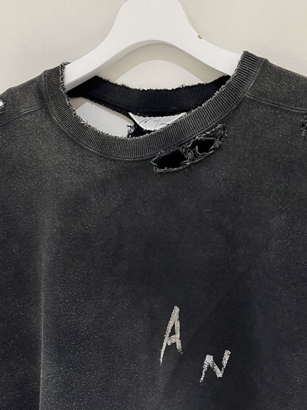 ANCELLM（アンセルム） Crash Uneven Over Sweat Shirt（クラッシュ