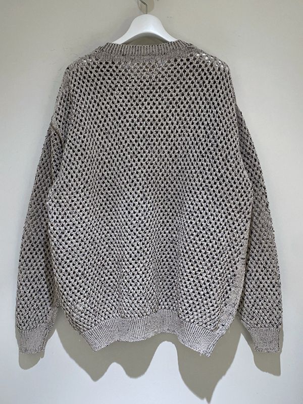 YOKE（ヨーク） メッシュニットクルーネック フォグホワイト - margin