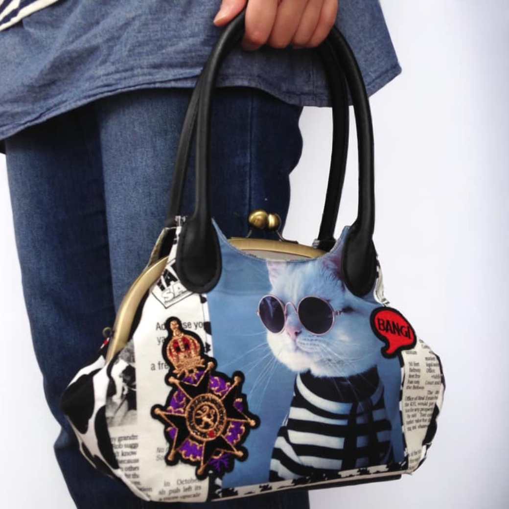 型紙＆レシピ付き口金】24cm版くし形コンパクトあおりがま口バック