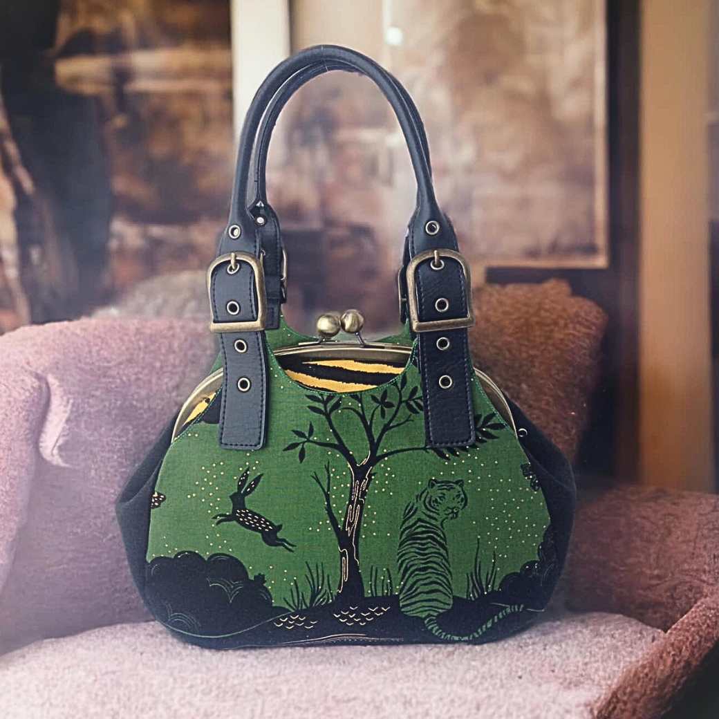 型紙＆レシピ付き口金】24cm版くし形コンパクトあおりがま口バック