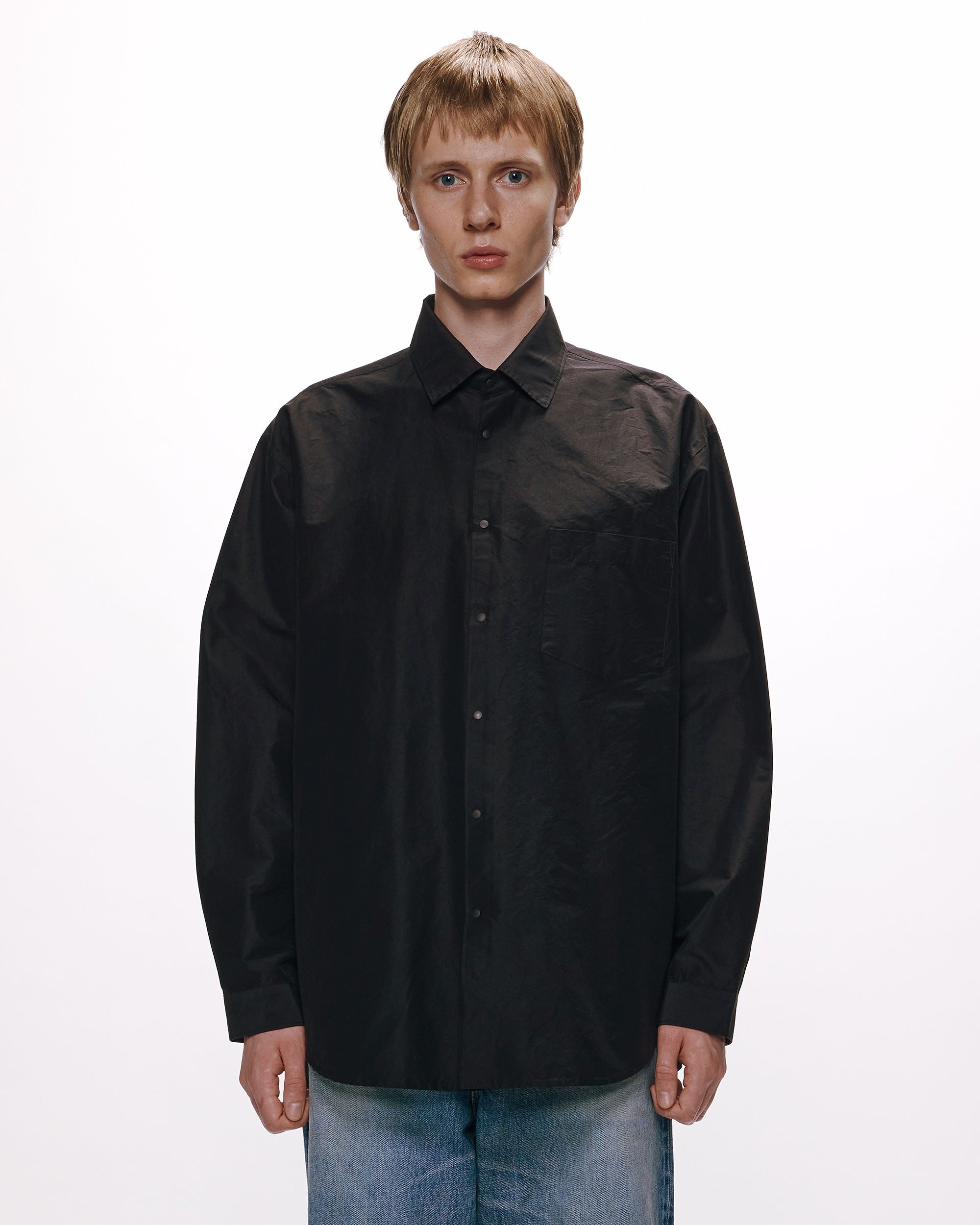 オーガニックコットンシルク高密度タイプライター / スナップボタン