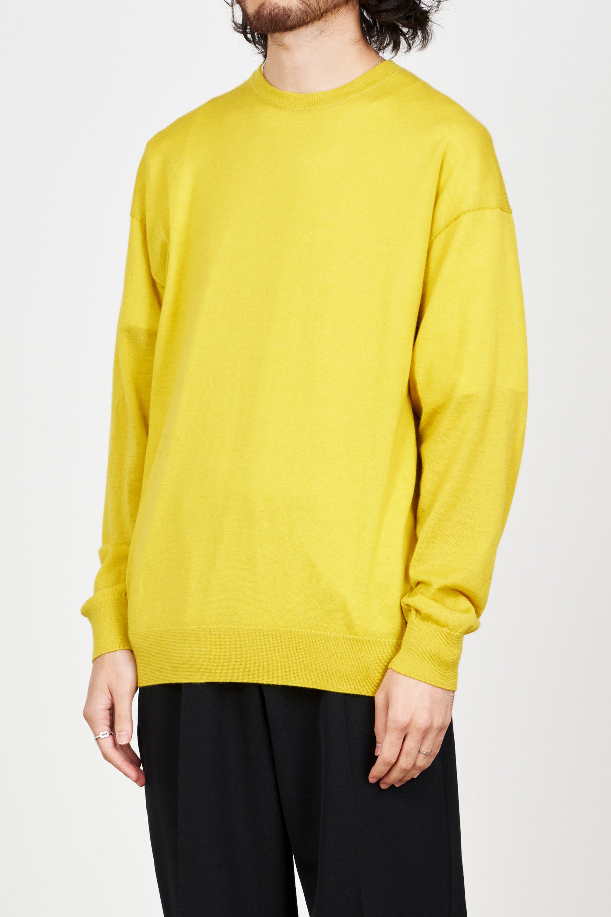 カシミヤ 18ゲージ クルーネック ニット, Yellow – MARKAWARE