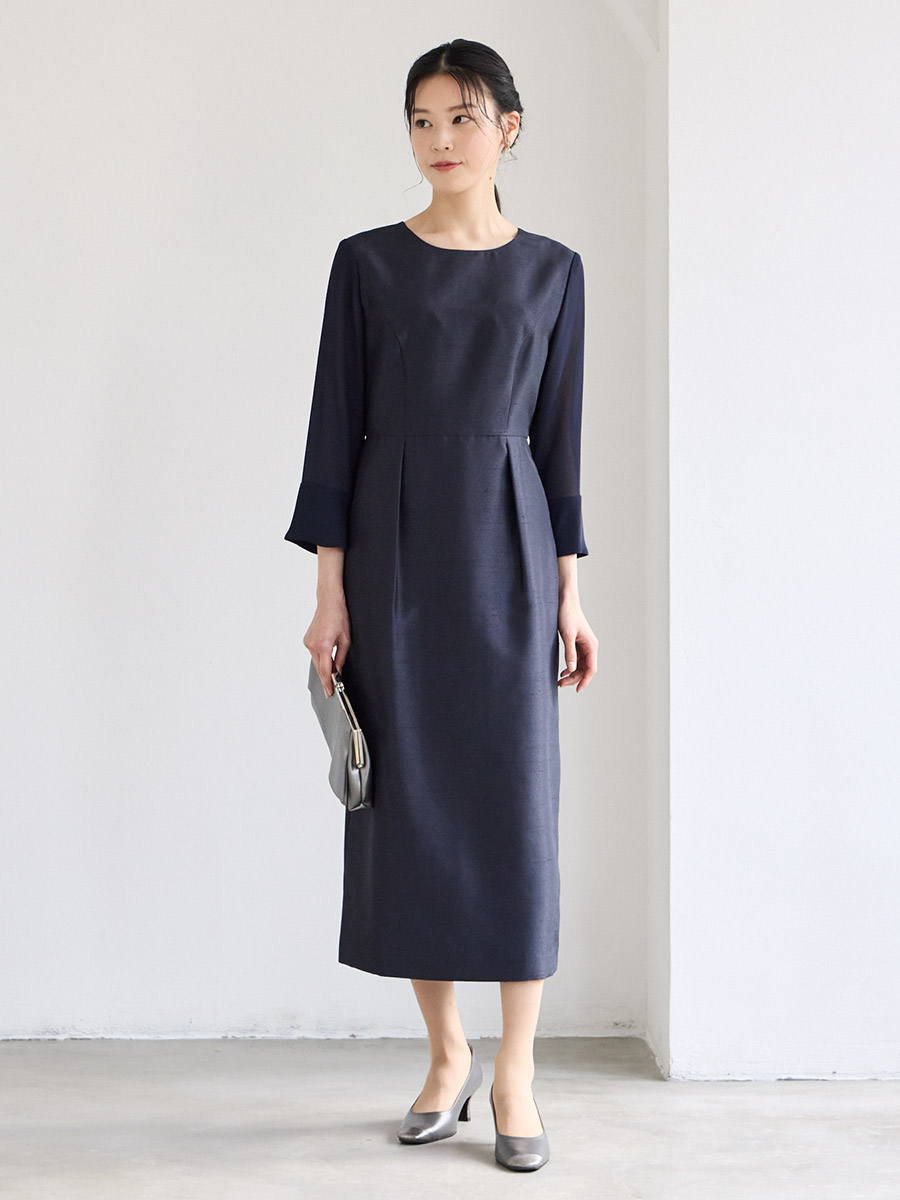 シフォンスリーブシャンタンIラインドレス(M ベージュ): AIMER | エメ