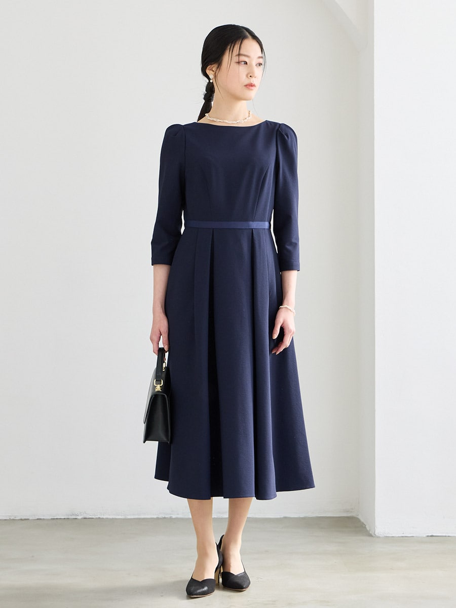 シアサッカーAラインフレアワンピース(M ベージュ): AIMER | エメ