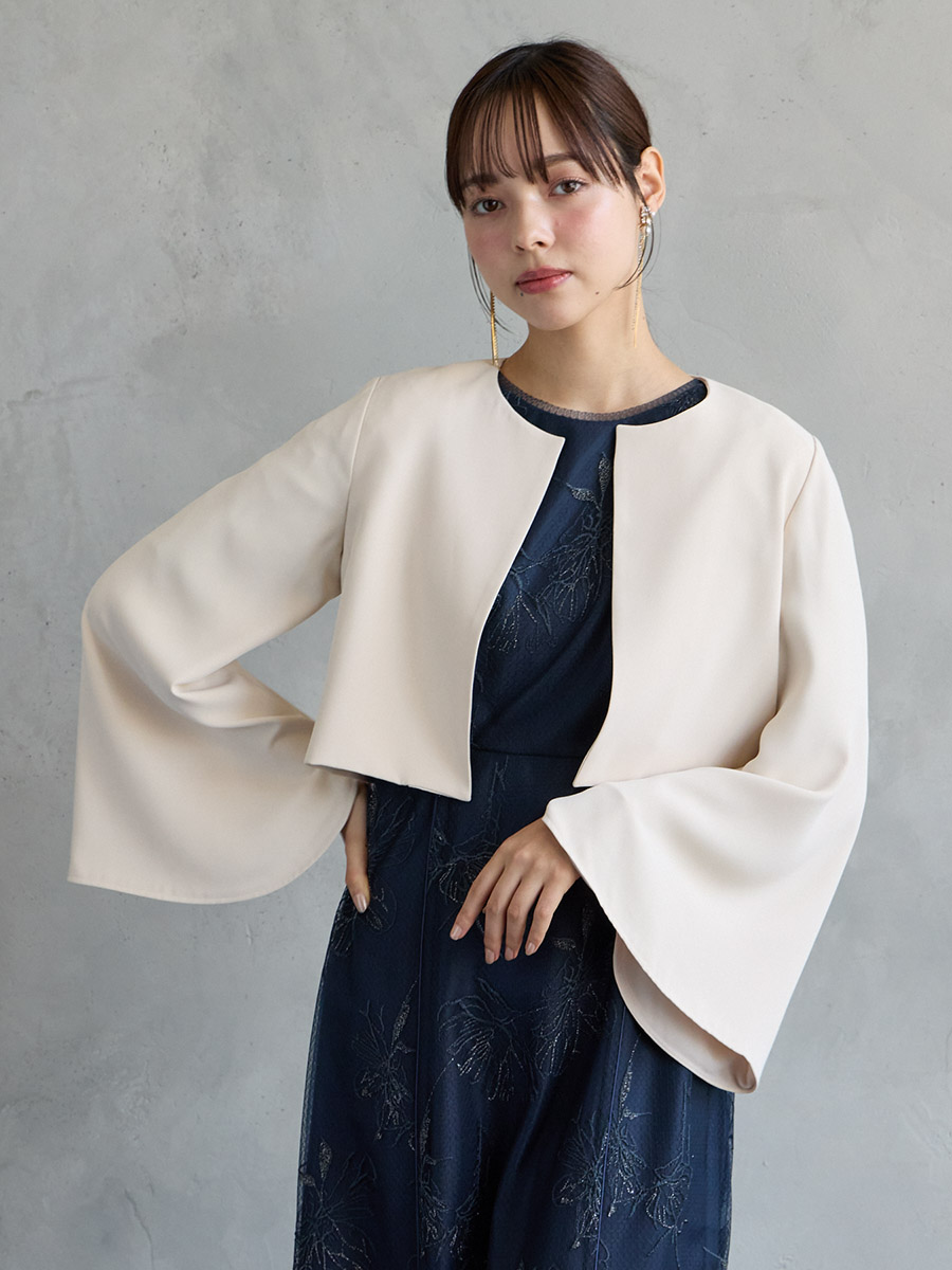 試着キャンペーン対象】袖ファスナーフレアスリーブジャケット(M