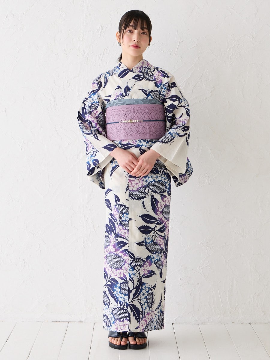浴衣単品「 注染 額紫陽花 」(FREE ホワイト): ふりふ ｜ミマツ