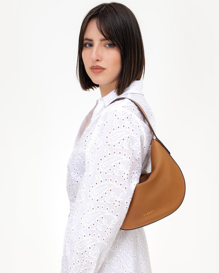 The Evelina Shoulder Bag - Tan - Tumbled Leather - M.Gemi