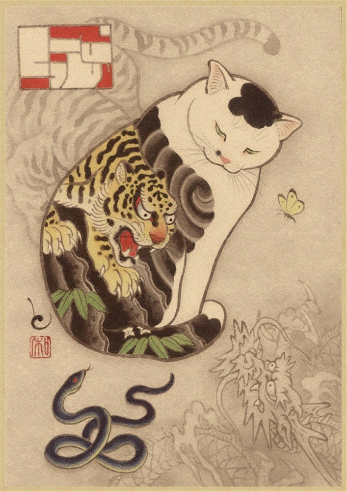 Vintage Japanese Cat Poster – Meowden®