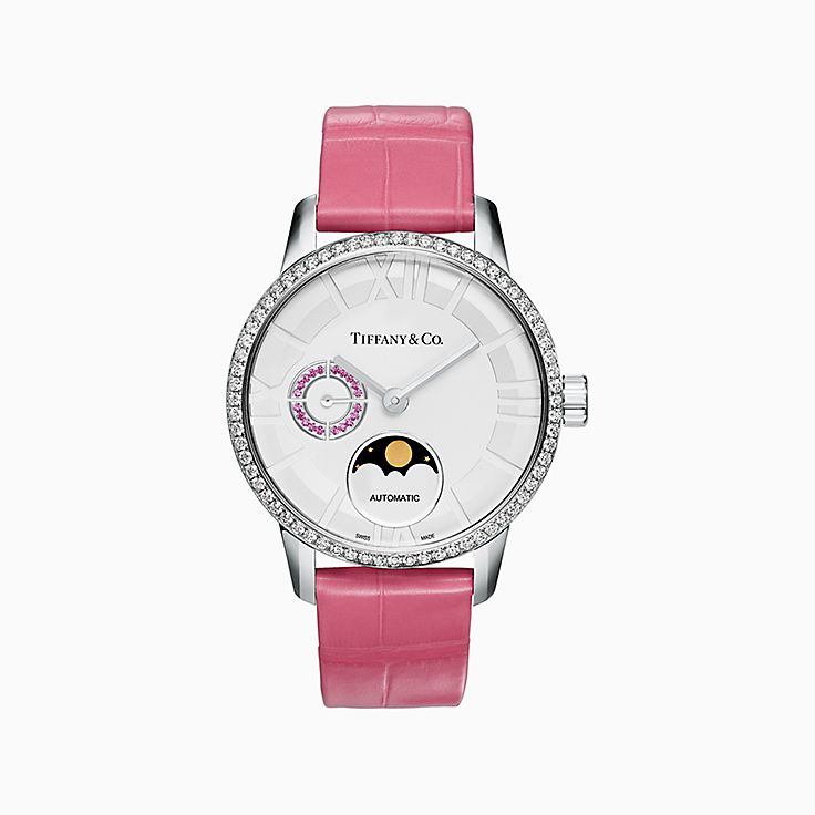 ティファニー アトラス 34MM ムーンフェイズ ウォッチ ピンク