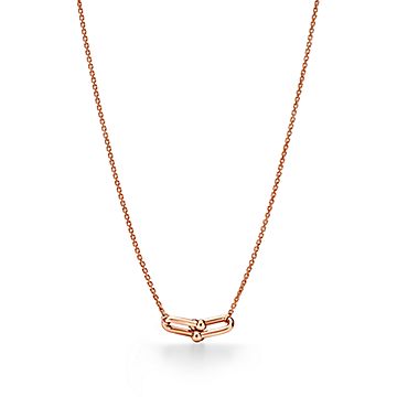 ティファニー ハードウェア ダブル リンク ペンダント ローズゴールド