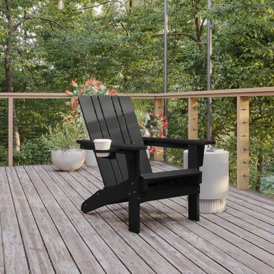 Flash Furniture Halifax Adirondack Chair with Cup Holder, Weather