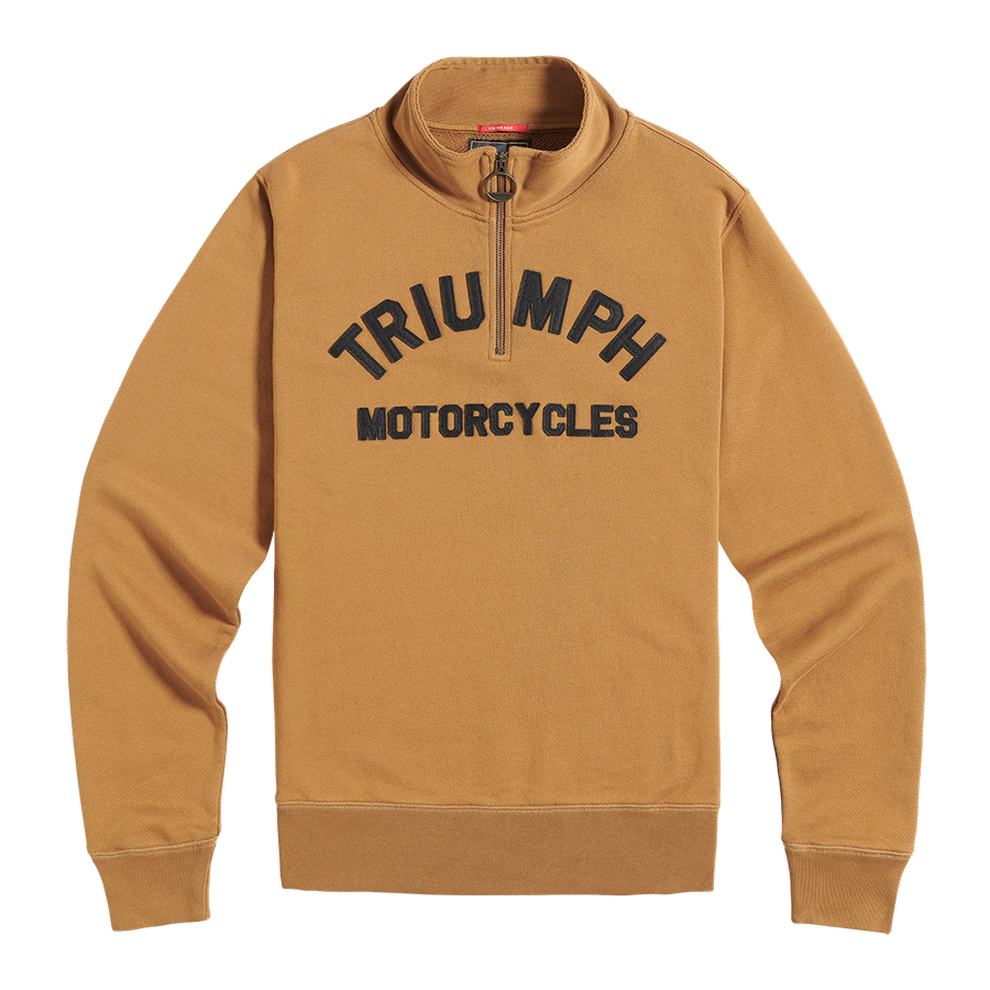 Ribble Quarter Zip Logo Sweatshirt in Fawn | Triumph Heritage